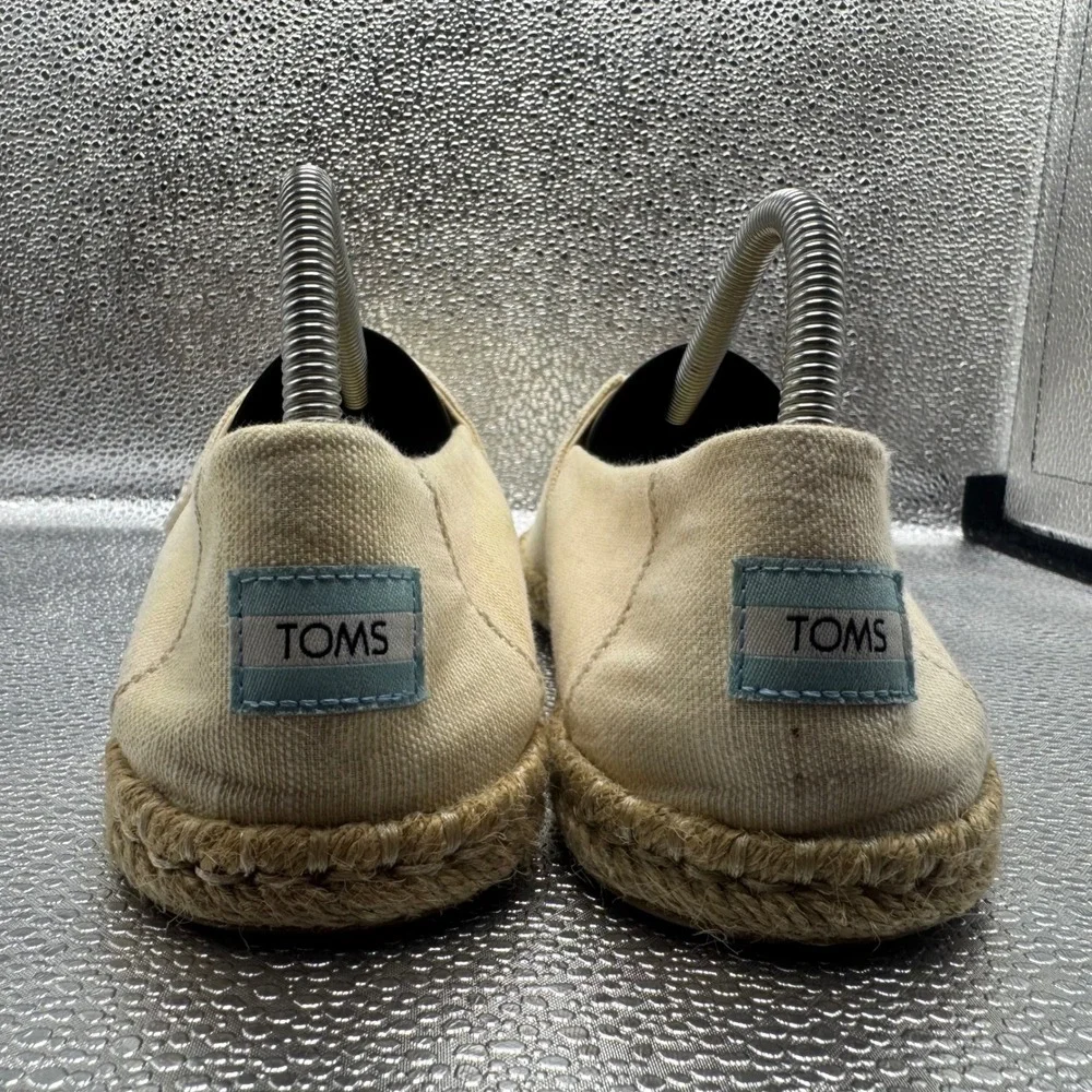 Size 8.5 TOMS Alpargata Espadrille Women Cream Canvas Slip On Flats 10017850